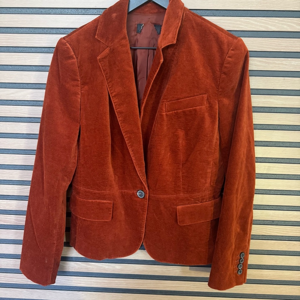 Talbots Burnt Orange Velvet Blazer Jacket